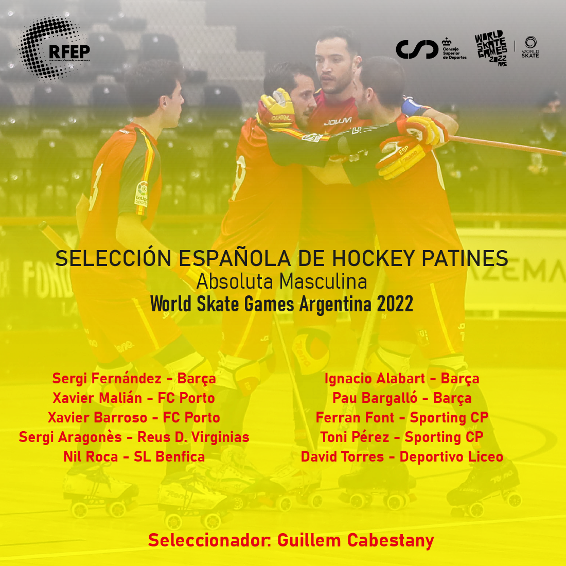 Oficializadas las convocatorias de las selecciones españolas absolutas para los World Skate Games Argentina 2022 - Hockey Patines