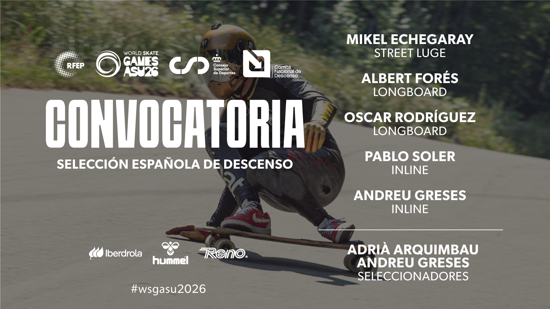 CONVOCATORIA DE LA SELECCIÓN ESPAÑOLA DE DESCENSO PARA LOS WSG DE ASUNCIÓN 2026